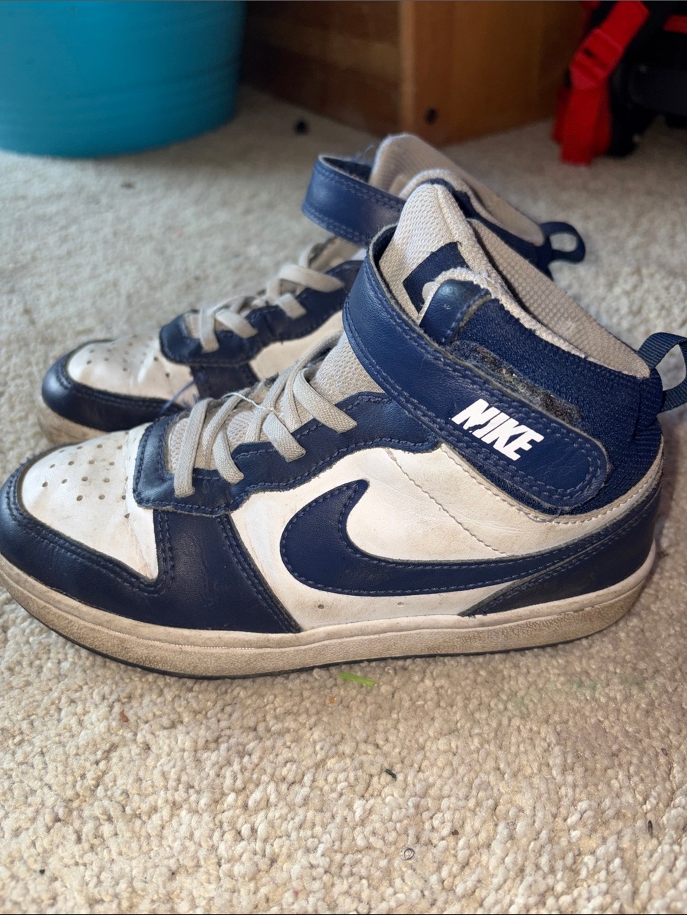 Nike Kids High-Top Sneakers in Navy and White